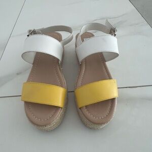 Steve Madden White and Yellow Women's Sandals